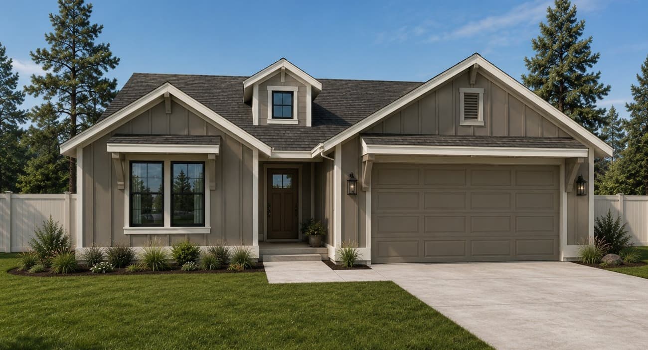 The Boxwood, gable elevation, new home in Homedale, Idaho